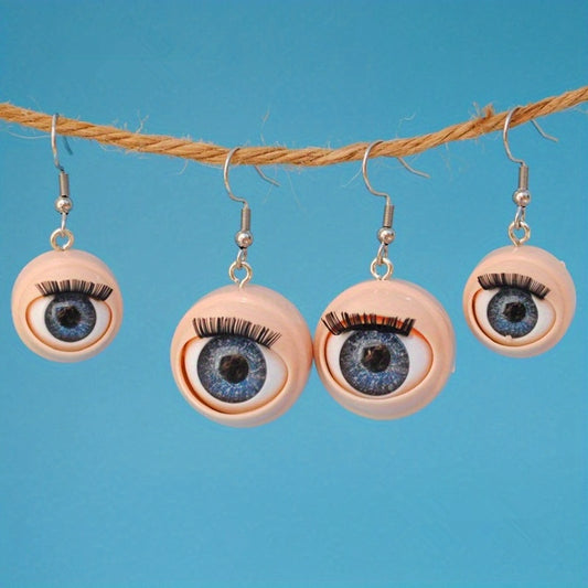 Pair of Terrifying Baby Eye Earrings with Blinking Movements