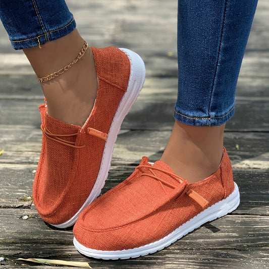 Women's Outdoor Skate Shoes Pure Linen Fabric Elastic Lace Easy On/Off