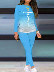 Gradient Long Sleeve T shirt & Skinny Pants Set