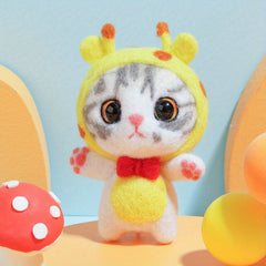DIY Animal Needle Felting Starter Kit Plush Cat Doll Wool Material