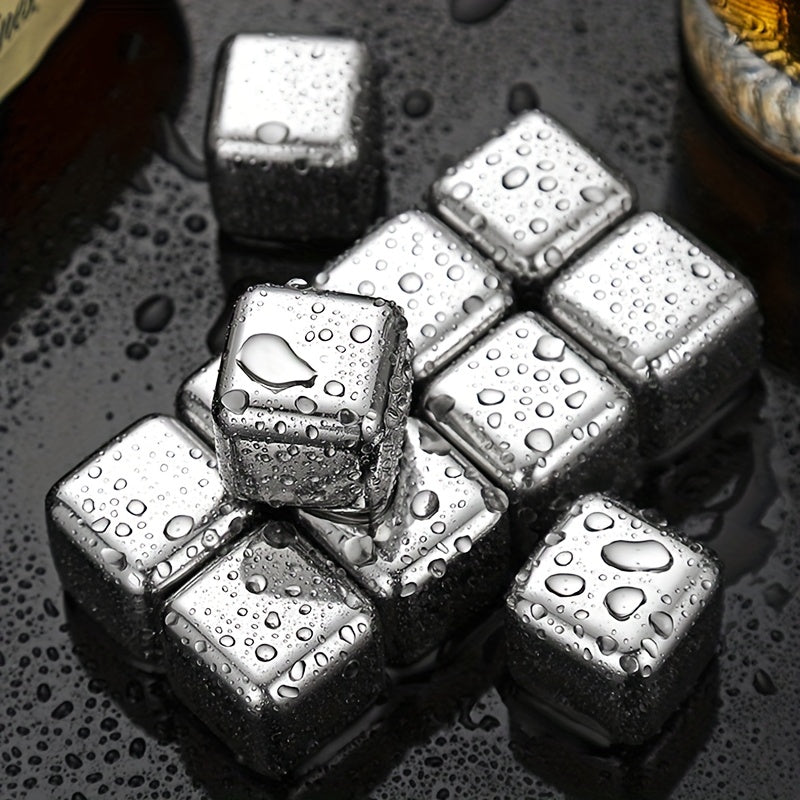 3pcs Stainless Steel Ice Cube Reusable Chilling Whiskey Stones