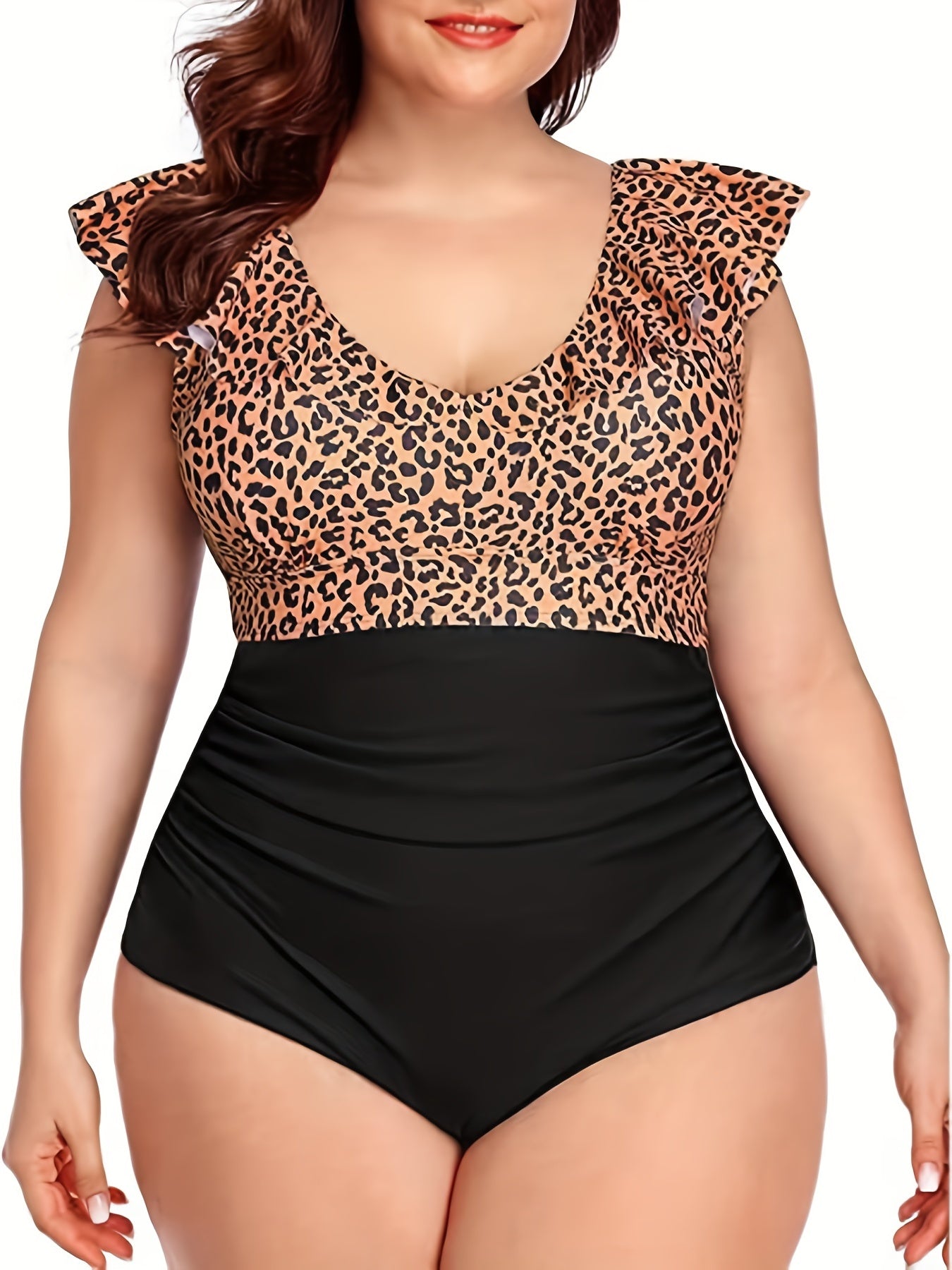  Vacay Bodysuit Colorblock Leopard Print Swimsuit