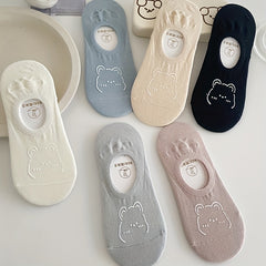 6 Pairs Cartoon Bear Print Socks Cute Ankle Stockings
