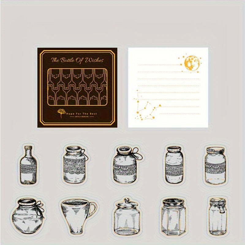 Dark Plant Flower Jou Sticker Bag Sketch Memoir Series Hot Stamping