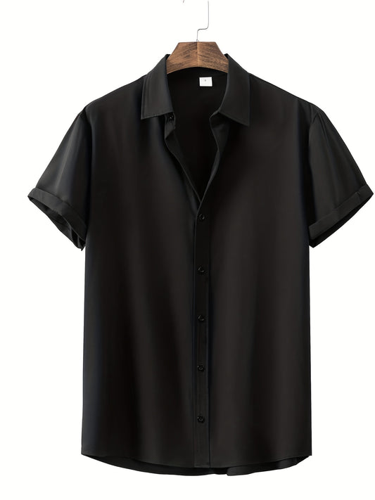 Men's Short Sleeve Lapel Shirt Casual Button Up Tops