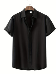 Men's Short Sleeve Lapel Shirt Casual Button Up Tops