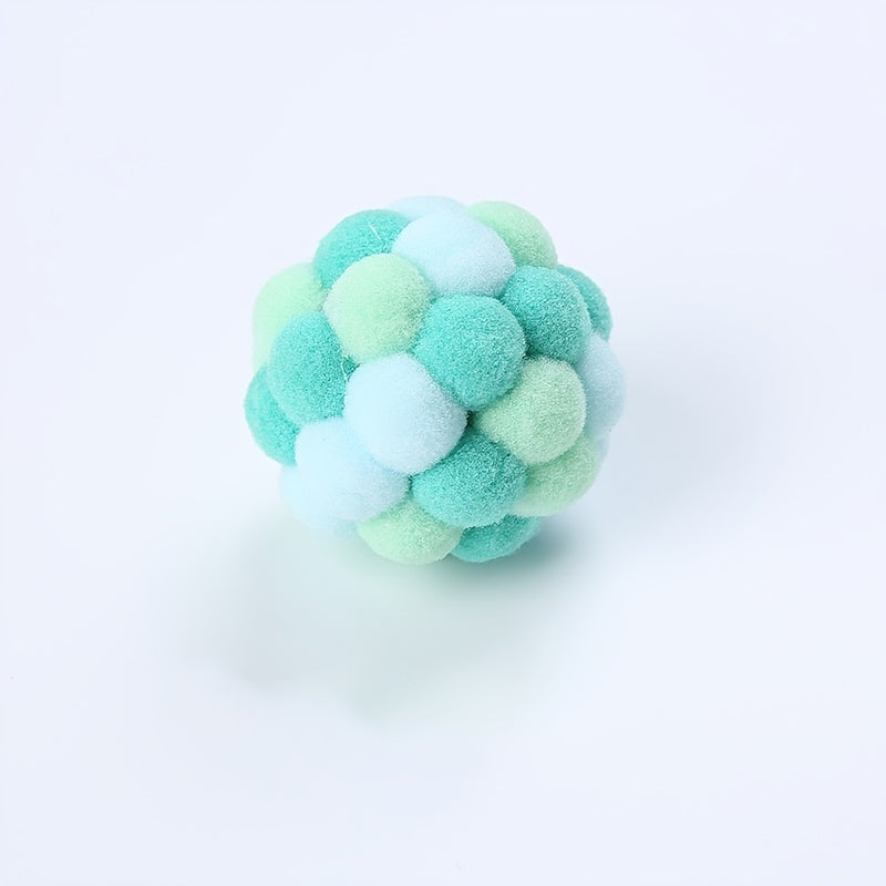 Rainbow Wool Ball Toy with Bell for Playful Cats