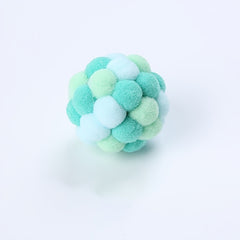 Rainbow Wool Ball Toy with Bell for Playful Cats