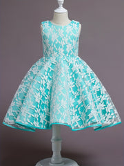 Girls Lace Floral Sleeveless Formal Dress For Kids