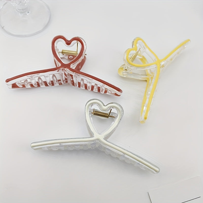 Heart Shape Cross Hair Claw Shark Claw Enamel Hair Clip