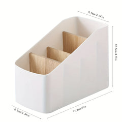 Wooden Desk Storage Box Organizer with 4 Compartments for TV Office