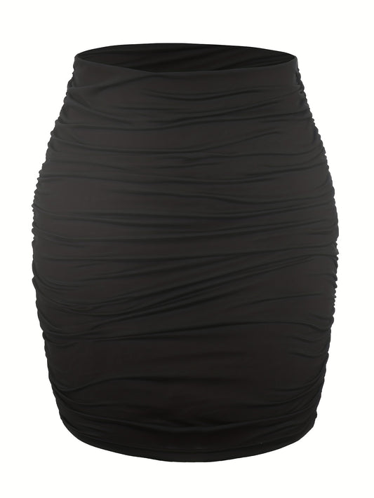 Solid Slim Ruched Mini Skirt Casual Every Skirt