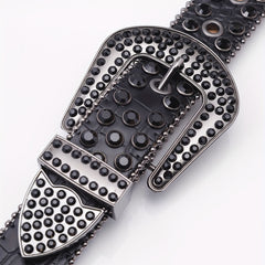 Crocodile Pattern Rhinestone Leather Belt for Men