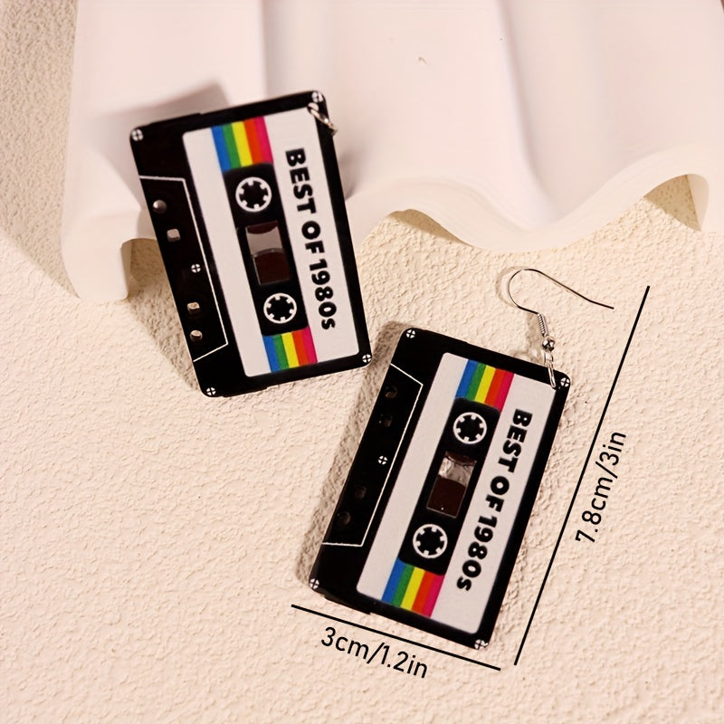 Y2K Music Tape Record Radio Dangle Earrings Acrylic Material