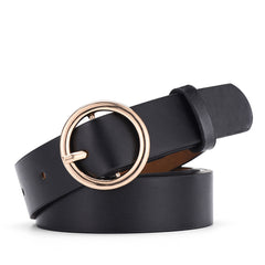 Round Buckle Belt Waist Belts Metal Buckle Casual PU Leather Women's Jeans Pants