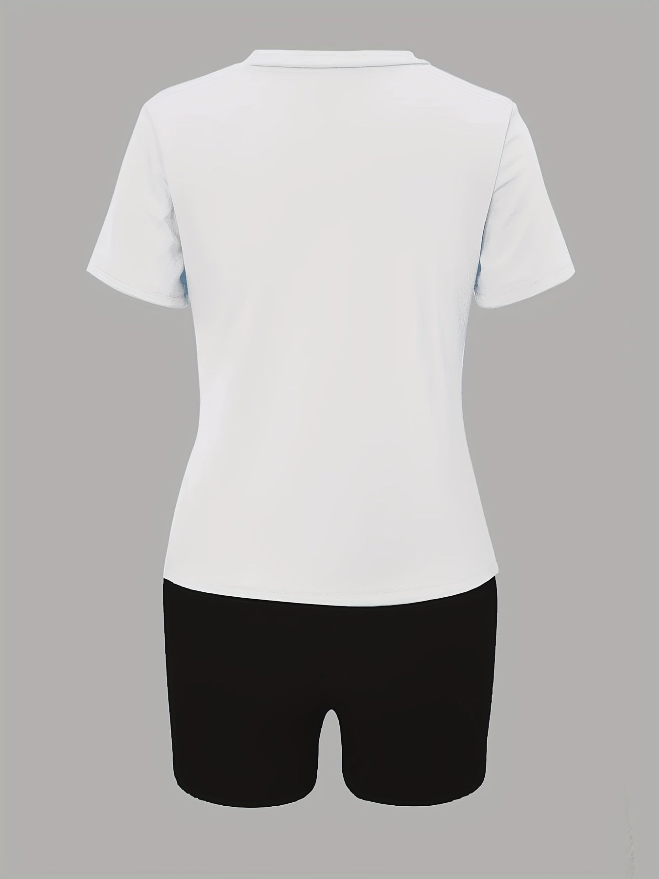 Graphic Print Casual Two Piece Set T-shirt & Slim Shorts Outfit