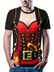 Funny 3D Print Men's Tee Shirt Street Style Stretch Round Neck Casual