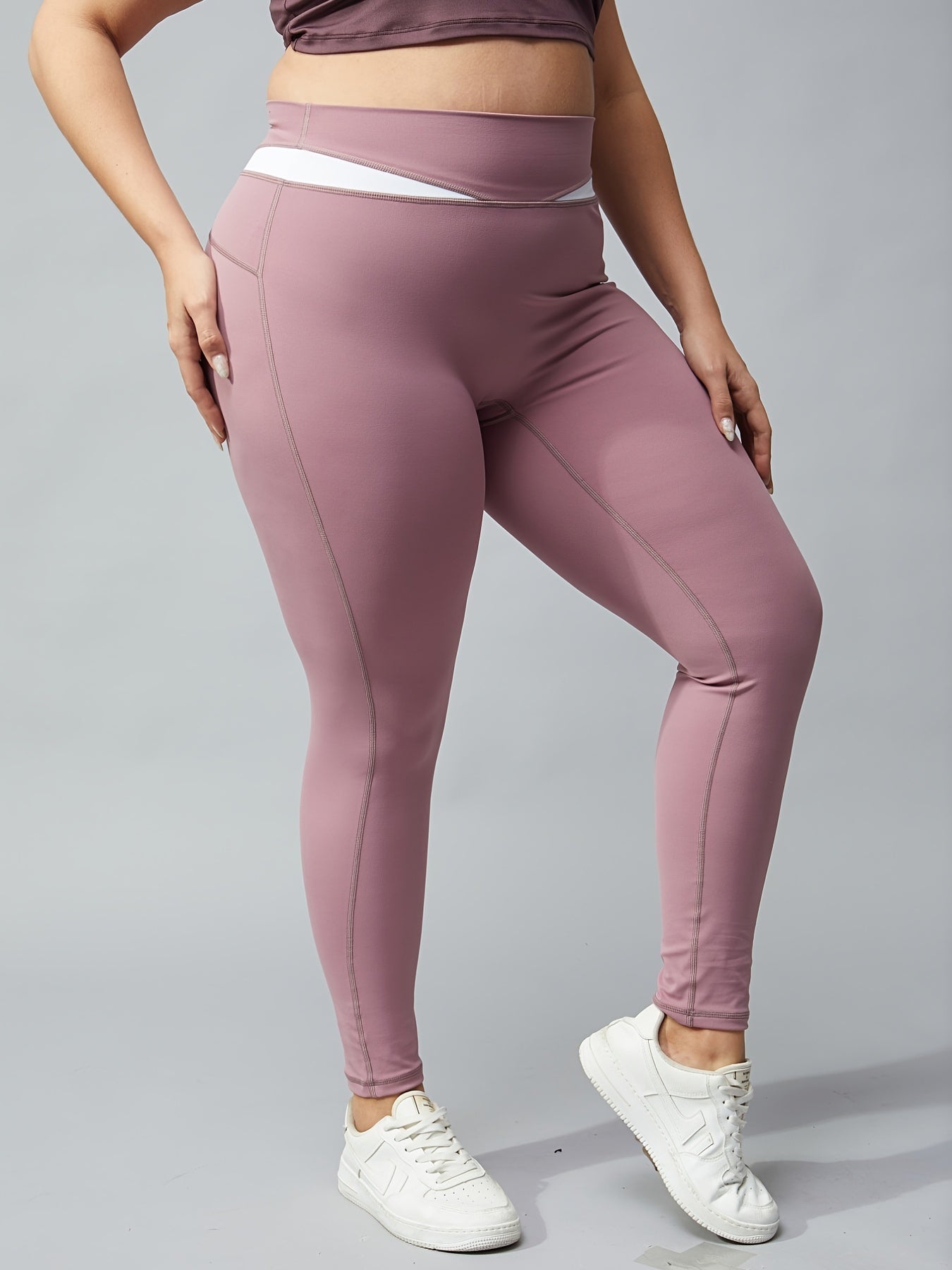  Quick Drying High Rise Sports Leggings Women's Plus Solid Running Fitn