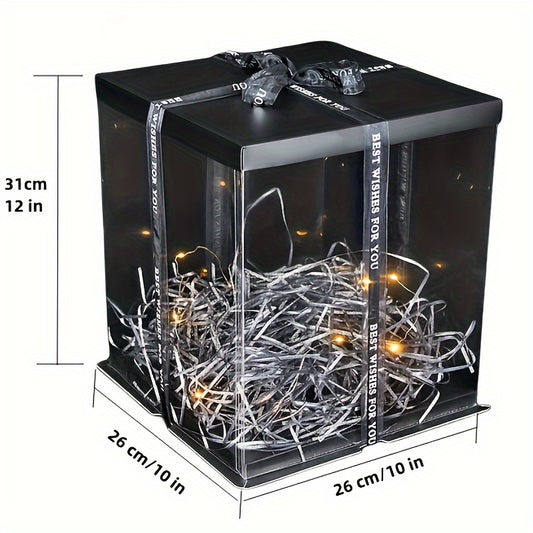 Transparent Large Gift Wrapping Box w/ Lights for Celebration