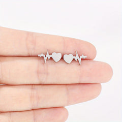Heartbeat Steel Earrings 3 Colors 18k Plated Stud Women's Jewelry