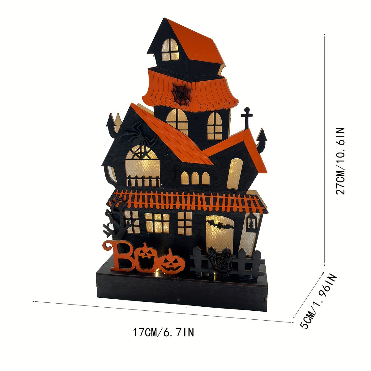 Halloween Haunted House Lights Wooden Table Decor Operated Lighting