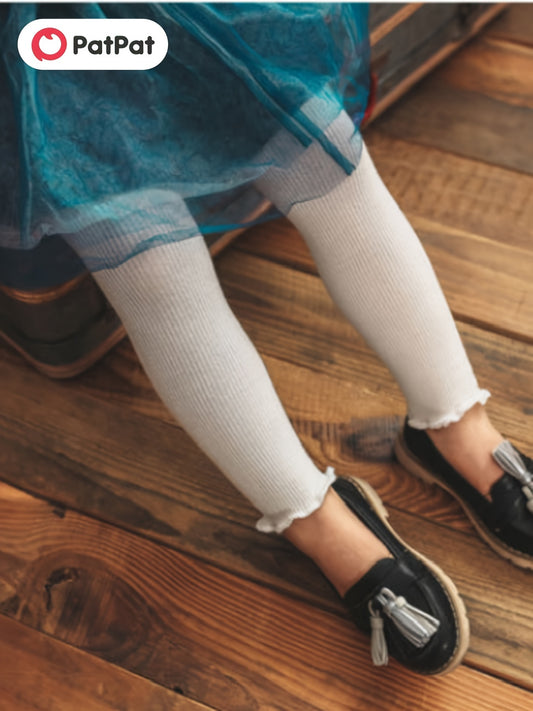 Girls Frill Edges Stretch Legging Pants Skinny Fit Footless Legging Bottoms