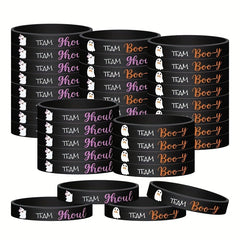 6pcs Halloween Ghost Print Wristband Silicone Bracelet
