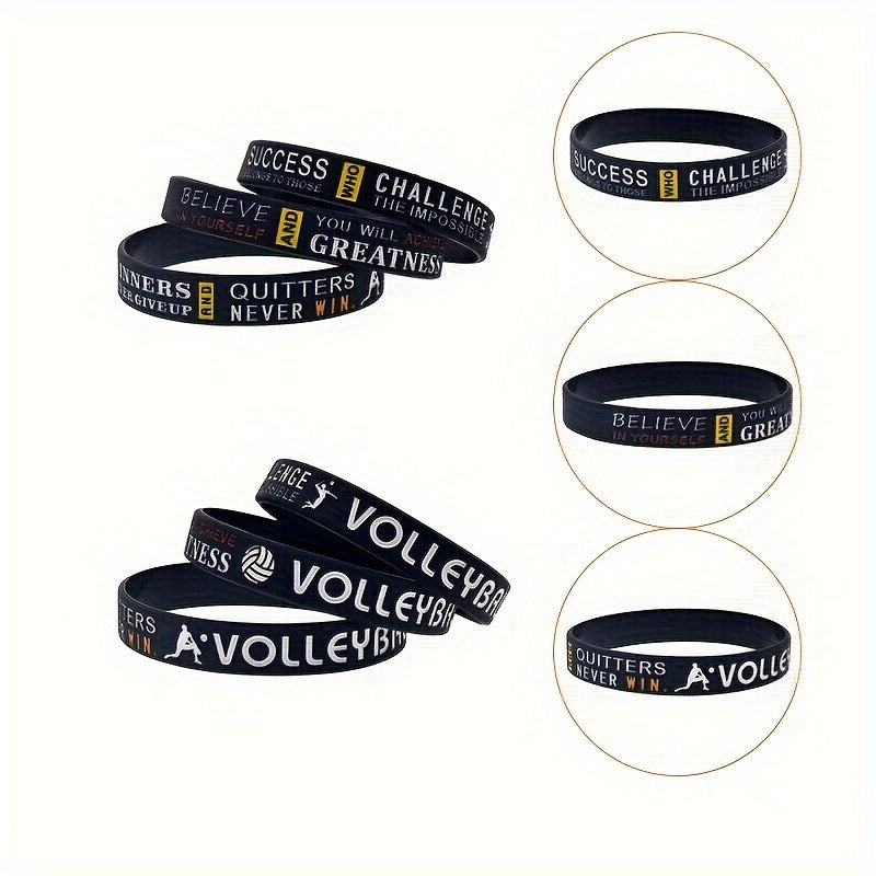 3 Pcs Volleyball Bracelet Inspirational Silicone Wristband for Fans