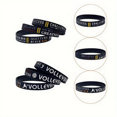 3 Pcs Volleyball Bracelet Inspirational Silicone Wristband for Fans