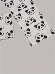 Cartoon Panda Sleep Bottoms & Letter Print Sleep Pants