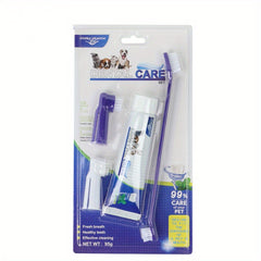 Pet Dental Care Kit 4 in 1 Toothbrush Toothpaste Finger Cover for Cats and Dogs