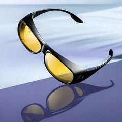Night Vision Driving Glasses Set Mirror Rain Snow Fog Brightening Goggles