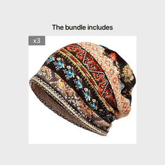 Bohemia Soft Flower Print Sleep Beanie Hat Cap 23 Inches 58 Cm