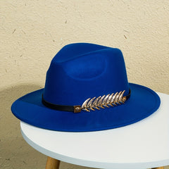 Men's Wide Brimmed Hat with Belt Decoration