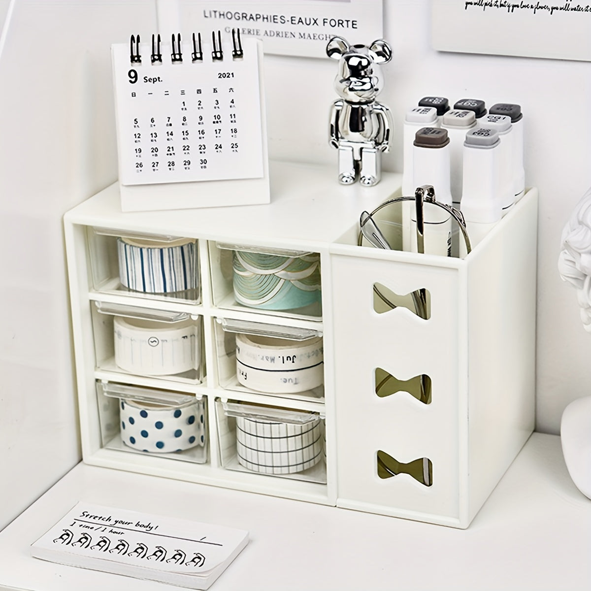 6 Compartment Desktop Storage Box Single