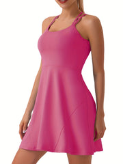 Criss Cross Backless Tennis Skirts Sleeveless Sexy Slim Fit