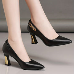 Women's Block Heels Point Toe Evening Dress Pumps
