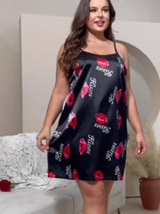  Lip Print Round Neck Cami Nightdress