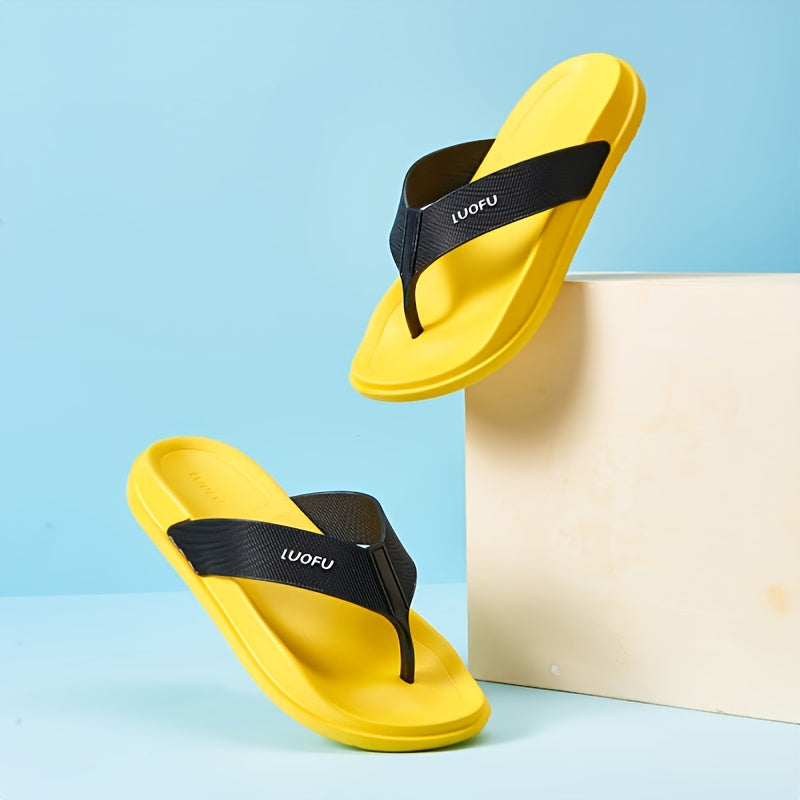 LUOFU Men's Quick Dry Non-Slip Beach Flip Flops Yellow