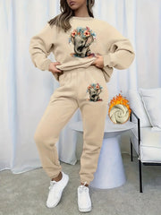 Women's Plus Elephant Print Fleece Top & Joggers Set