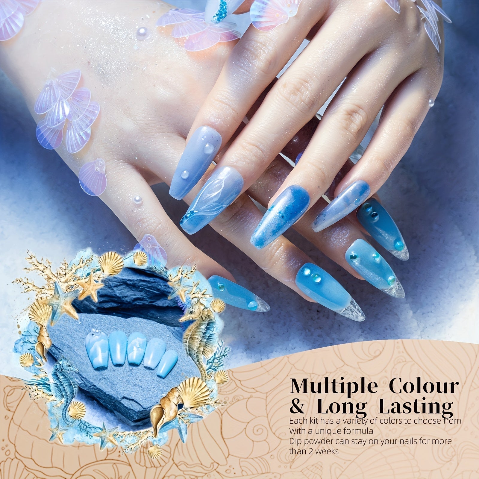 14Pcs Dip Powder Nail Kit Starter 8 Colors Collection Dipping Powder Set