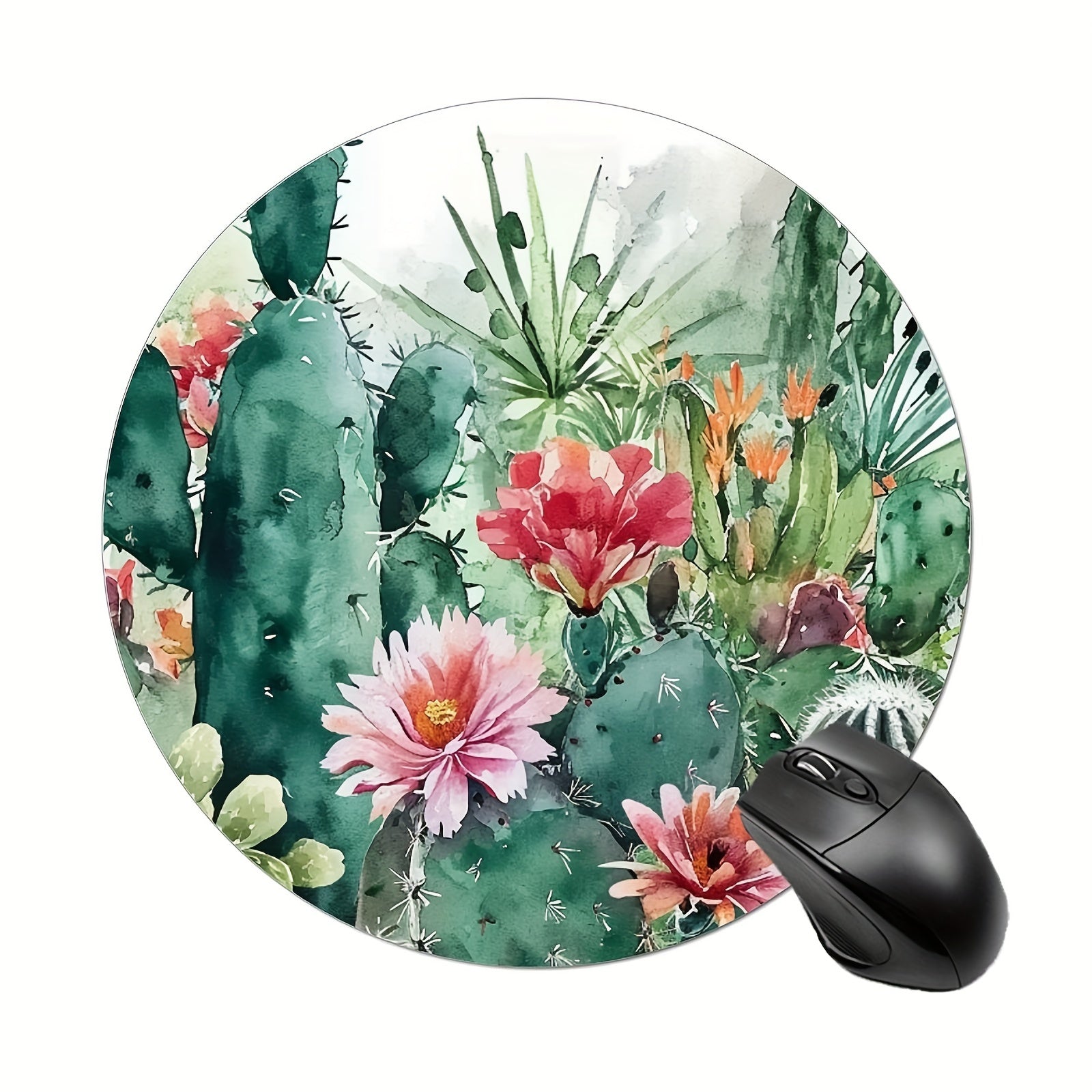 Retro Watercolor Cactus Mouse Pad Non-slip Rubber Base