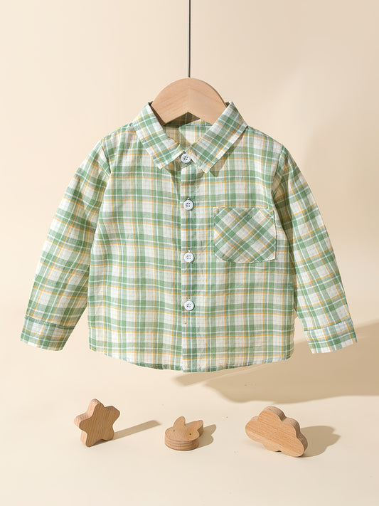 Boys Casual Plaid Long Sleeve Shirt for Autumn & Spring Kids Clothes