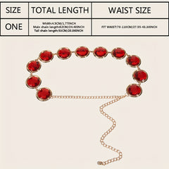 Wine Red Crystal Chain Belt Rhinestone Inlaid Women Girdle Dress Waistband