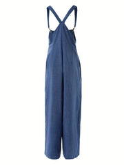 Casual Wide Leg Zipper Overall Jumpsuit