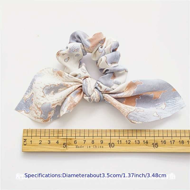 Tie Dye Retro Rabbit Ears Large Scrunchies Bowknot Hair Rope Ponytail Holder