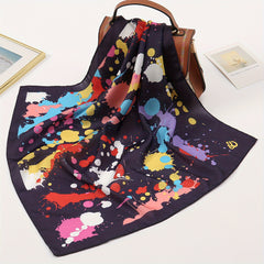 Colorful Spray Print Bandana Square Scarf Women Head Wrap