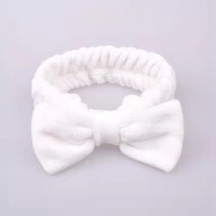 Soft Headband Elastic Bowknot Coral Fleece Head Wrap for Skincare Makeup