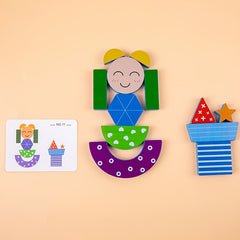 Wooden Cartoon Shadow Matching Puzzle - Educational Brain Training Tool