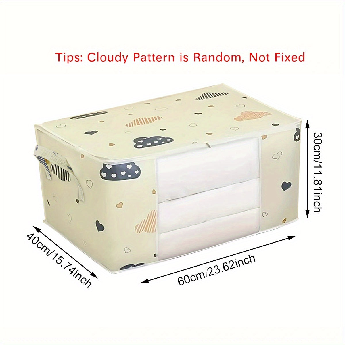Large Cartoon Print Bedding Storage Bag with Zipper & Handle